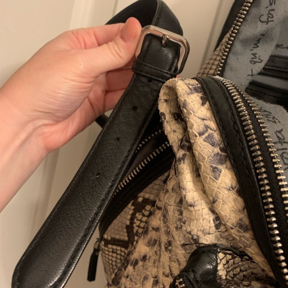 Ash Black and Cream Python Snake Print Backpack - Picture 12 of 12